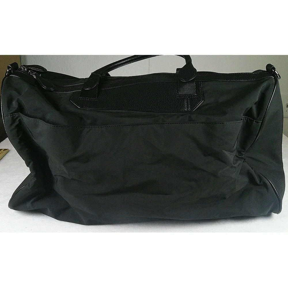 Ted Baker London Black Nylon Duffel Bag Leather Trim Travel Weekend Gym Bag